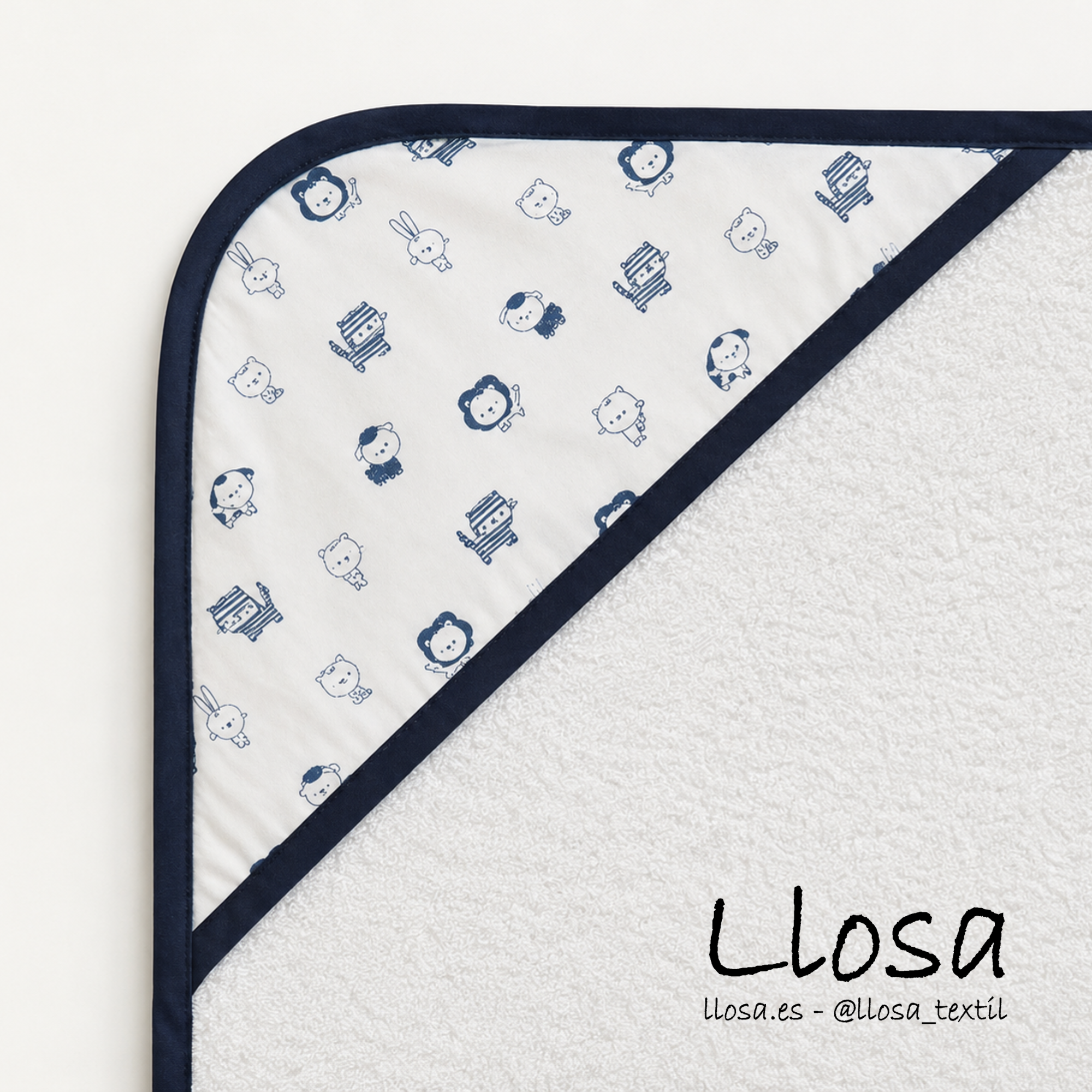 Toalla con capucha Animales azules