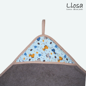 Toalla con capucha Dinos marrones